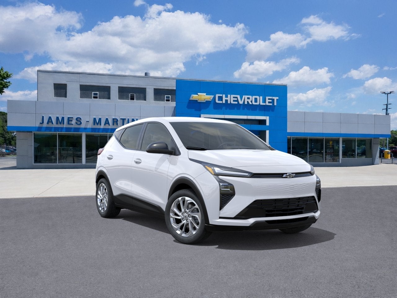 2027 Chevrolet Bolt LT in Summit White — front three-quarter view