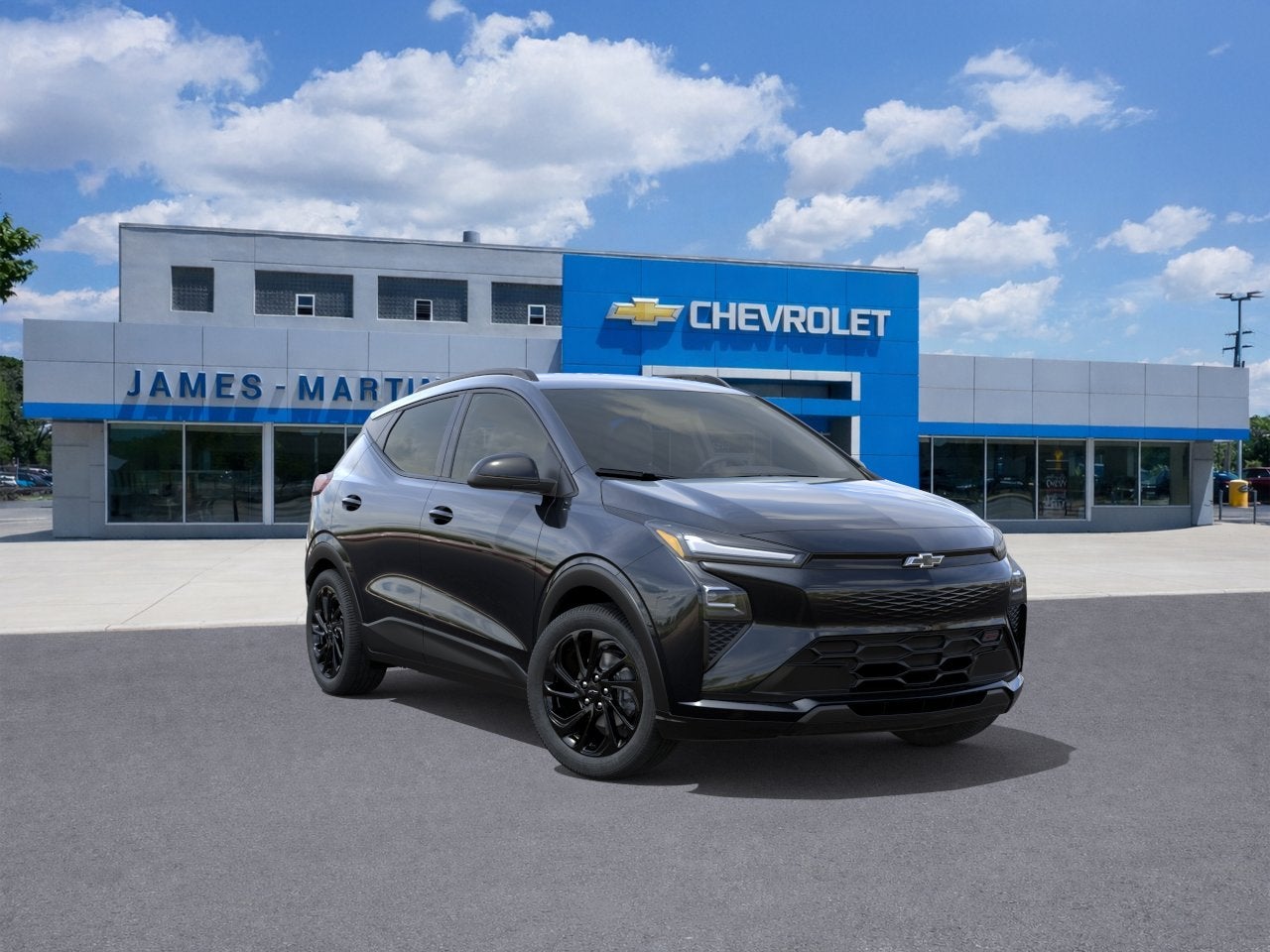 2027 Chevrolet Bolt RS in Mosaic Black Metallic — front three-quarter view