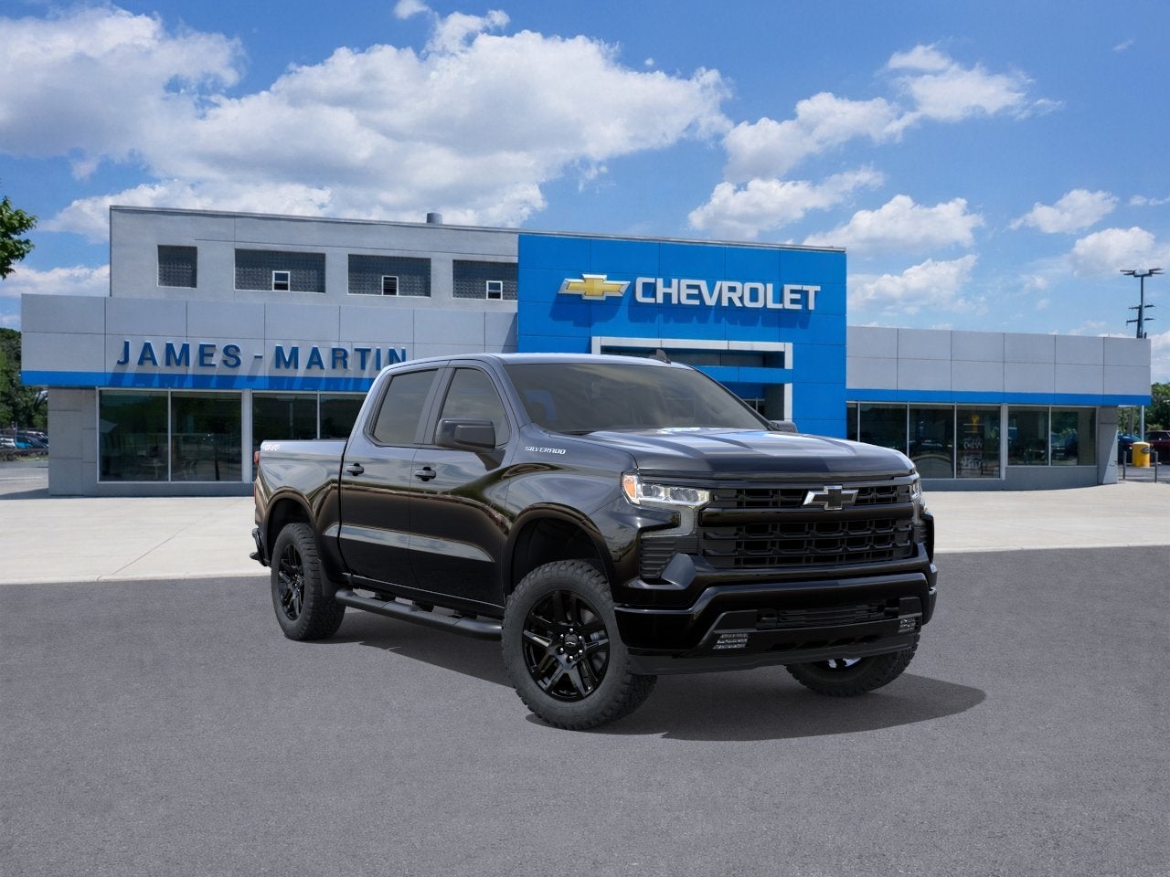 2026 Chevrolet Silverado 1500 RST in Black — front three-quarter view
