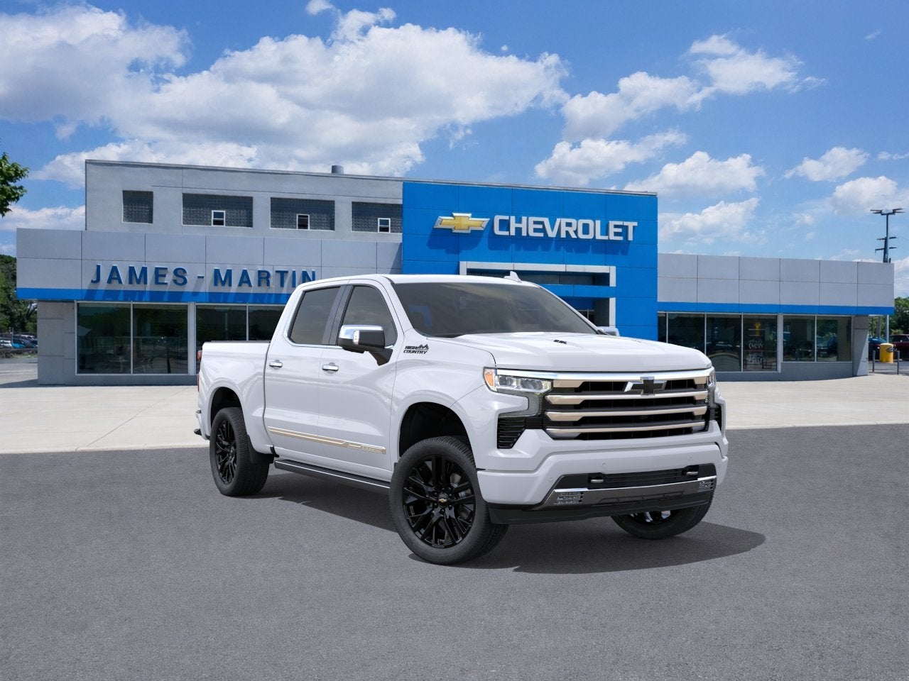 2026 Chevrolet Silverado 1500 High Country in Polar White Tricoat — front three-quarter view