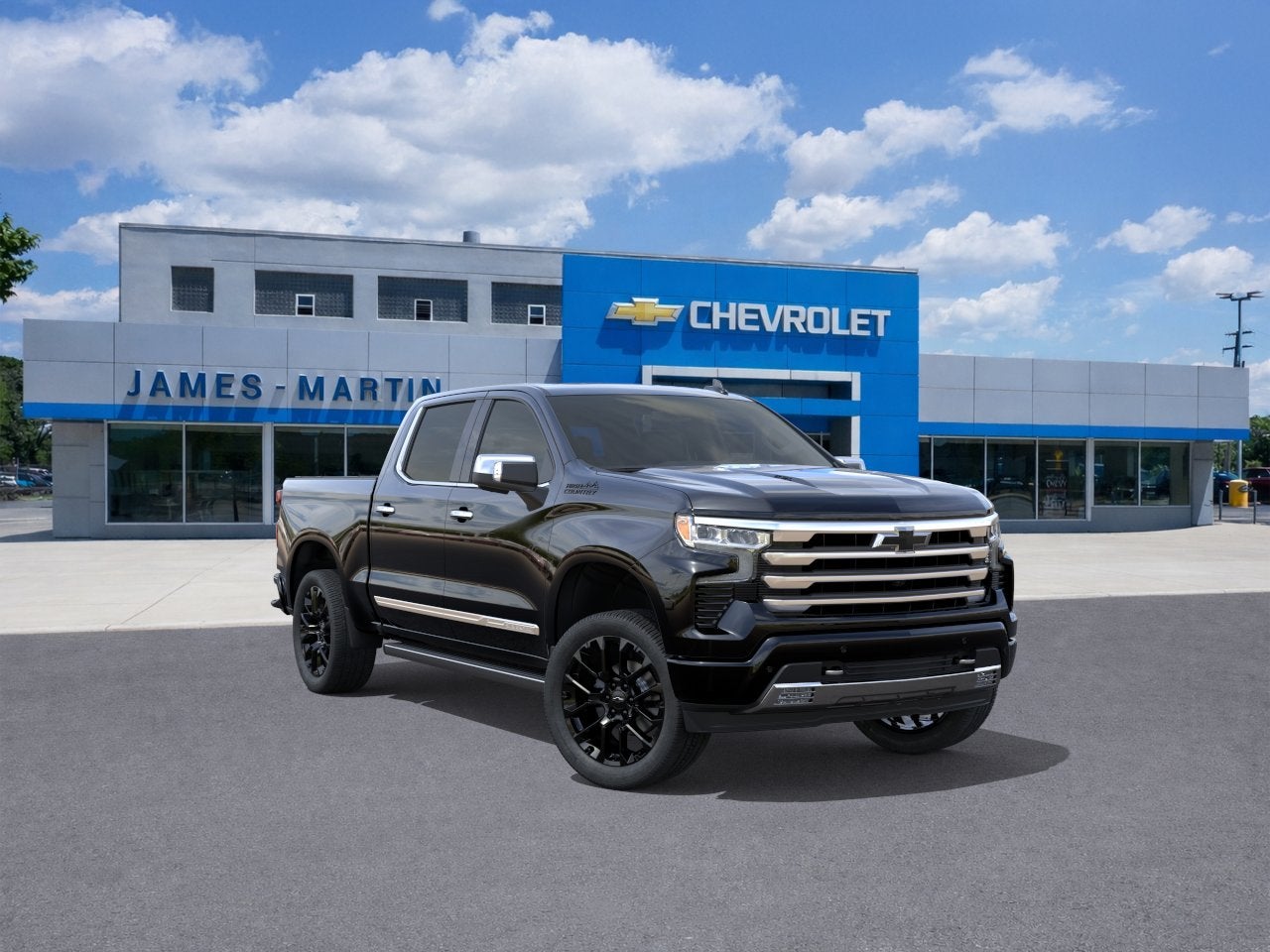 2026 Chevrolet Silverado 1500 High Country in Black — front three-quarter view