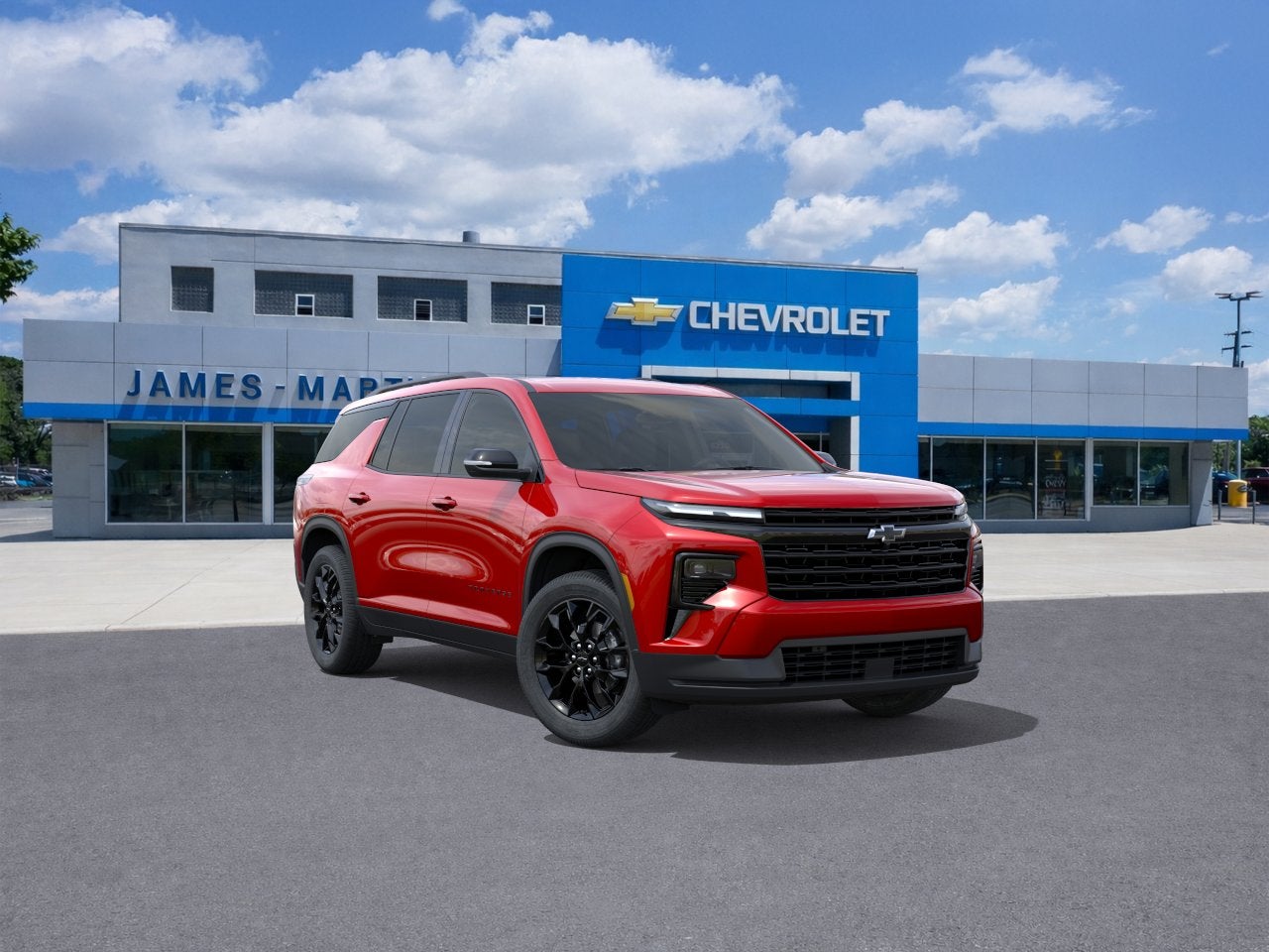 2026 Chevrolet Traverse LT in Radiant Red Tintcoat — front three-quarter view
