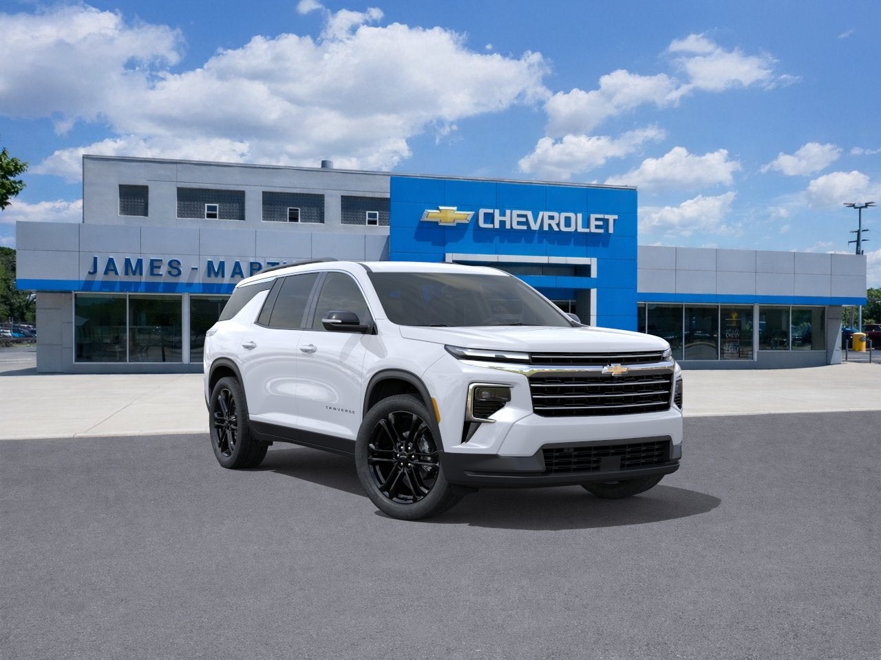 2026 Chevrolet Traverse LT in Polar White Tricoat — front three-quarter view