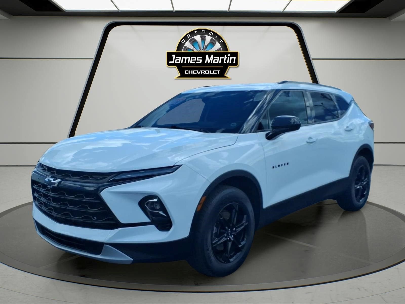 2023 Chevrolet Blazer 2LT in Summit White — front three-quarter view